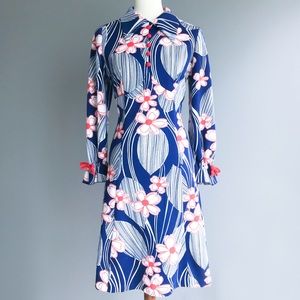 Vintage • blue & red floral dress